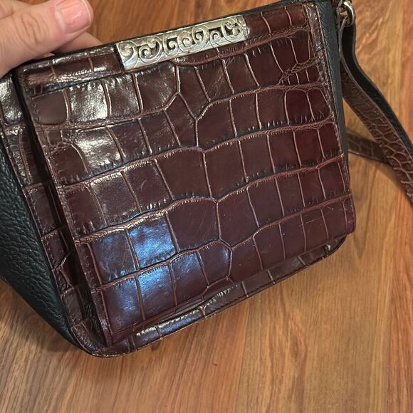 Brighton Croc brown black leather Crossbody wallet bag - Picture 9 of 11